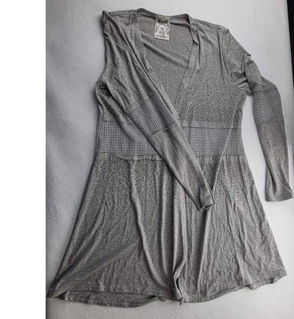 Vocal Gray Long Sleeve Cardigan Sweater Size Small